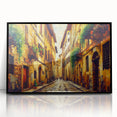 Framed acrylic wall art showcasing a scenic landscape with winding roads, featuring a sleek black frame, perfect for modern home decor and enhancing living spaces.