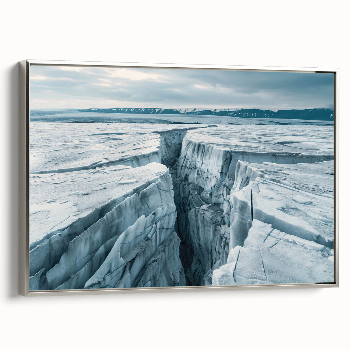 Framed canvas wall art featuring a serene landscape design with winding roads and lush greenery, elegantly displayed in a silver frame, perfect for home decor.