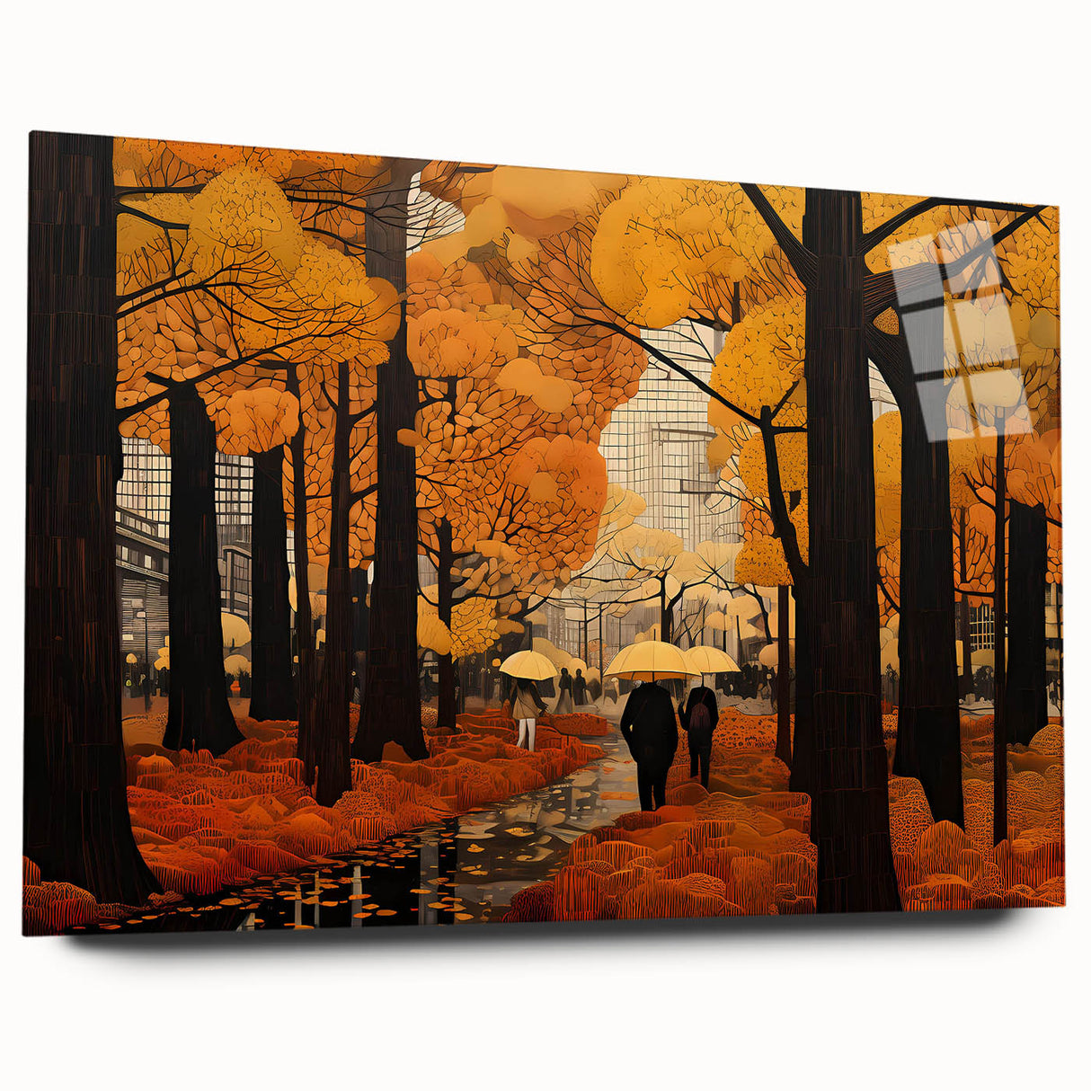 Acrylic wall art featuring a vibrant landscape and road design, showcased from a side view without pins, ideal for modern home decor or office spaces.