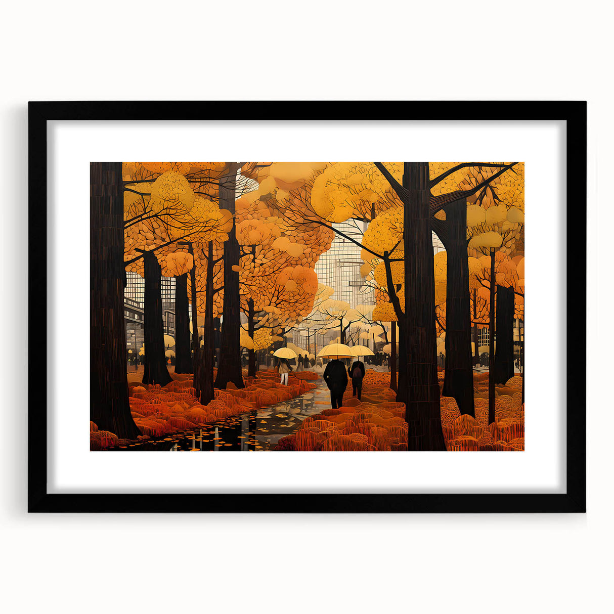 Black-framed wall art showcasing a serene landscape road design, elegantly matted for display, perfect for modern home decor. Ideal for enhancing living spaces.