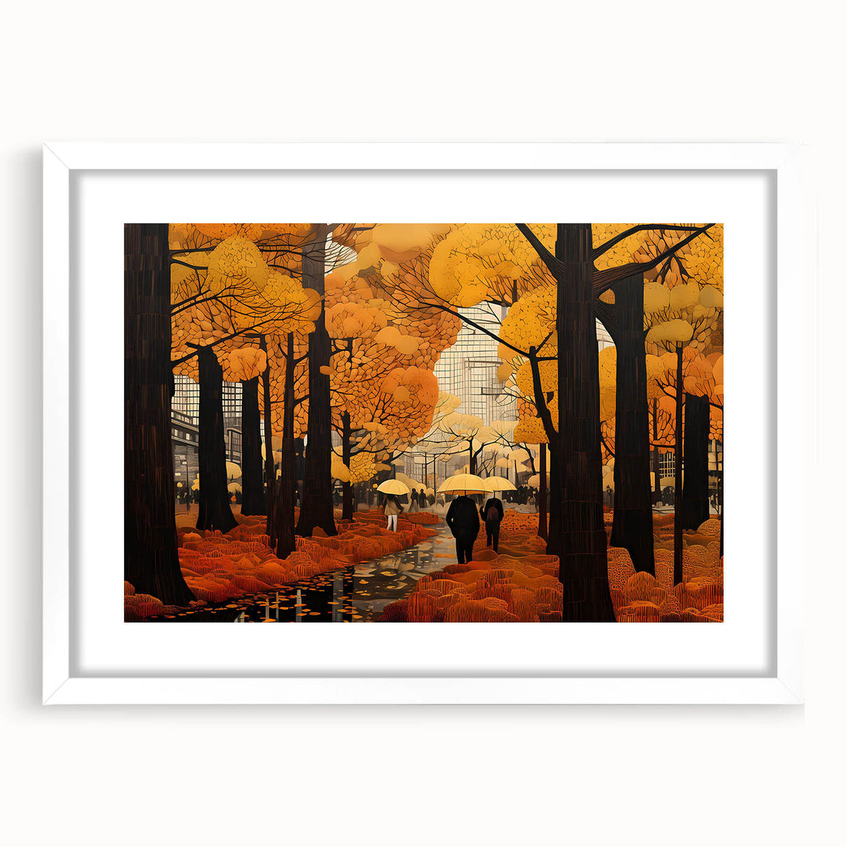 Framed wall art featuring a scenic road landscape with lush greenery and a clear blue sky, presented in a white mat for an elegant finish, ideal for home decor.