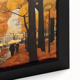 Close-up of a framed canvas artwork showcasing a vibrant landscape with winding roads, detailed textures, and rich colors, ideal for home decor or office spaces.