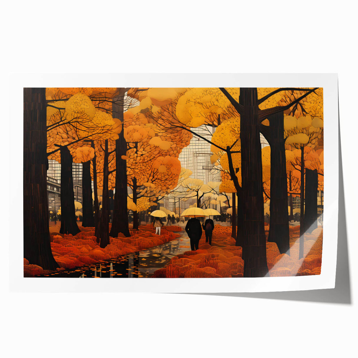 Rolled print of a serene landscape road design artwork, showcasing vibrant colors and intricate details, ideal for home decor and wall art enthusiasts.