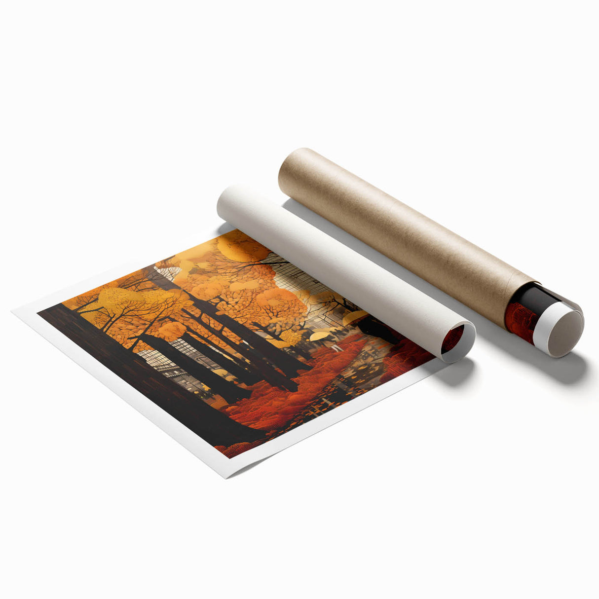 Vibrant rolled canvas print showcasing a stunning landscape road design, featuring rich colors and intricate details, perfect for enhancing home decor and artistic spaces.