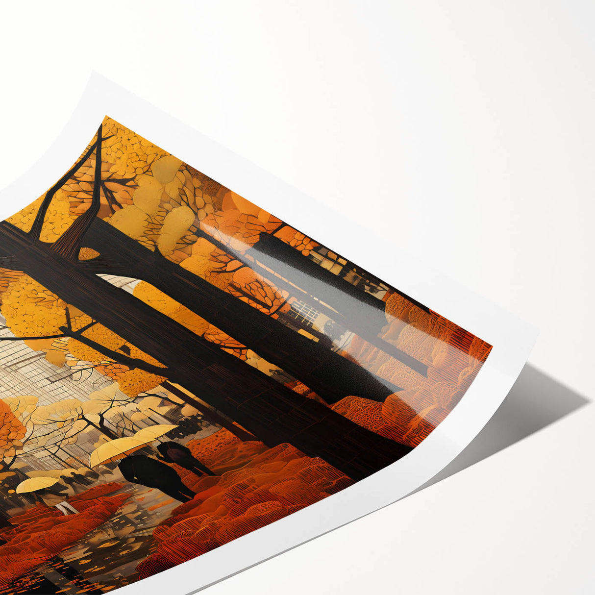 Rolled print of a serene landscape road design, showcasing vibrant colors and intricate details, perfect for home decor. Packaged securely for safe delivery.