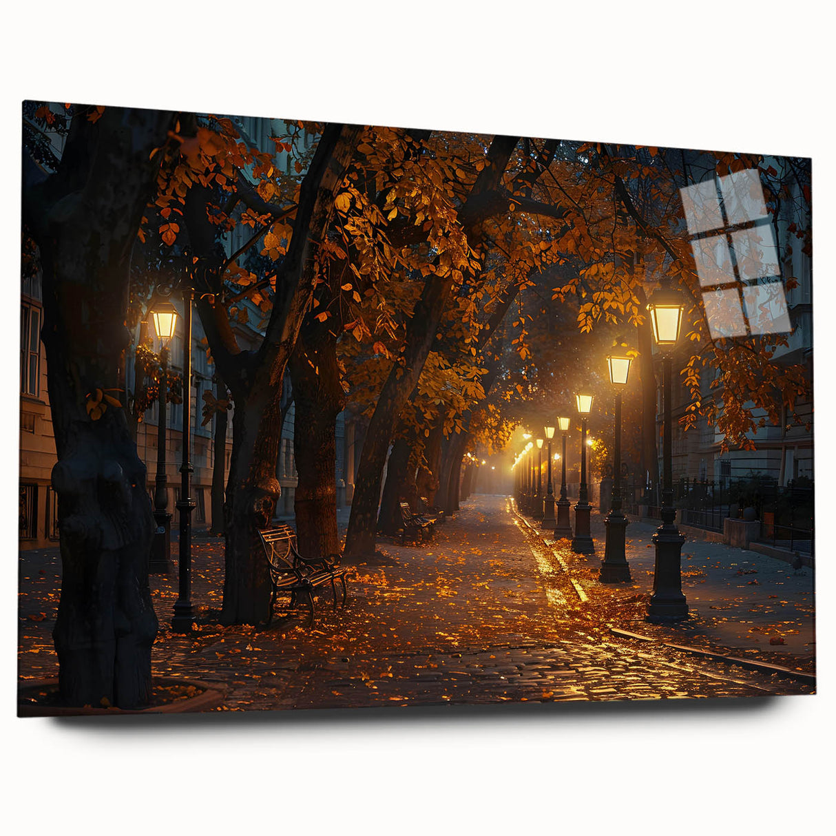 Acrylic glass wall art featuring a vibrant landscape road design, showcasing a serene countryside scene with lush greenery and a winding road, perfect for home decor.