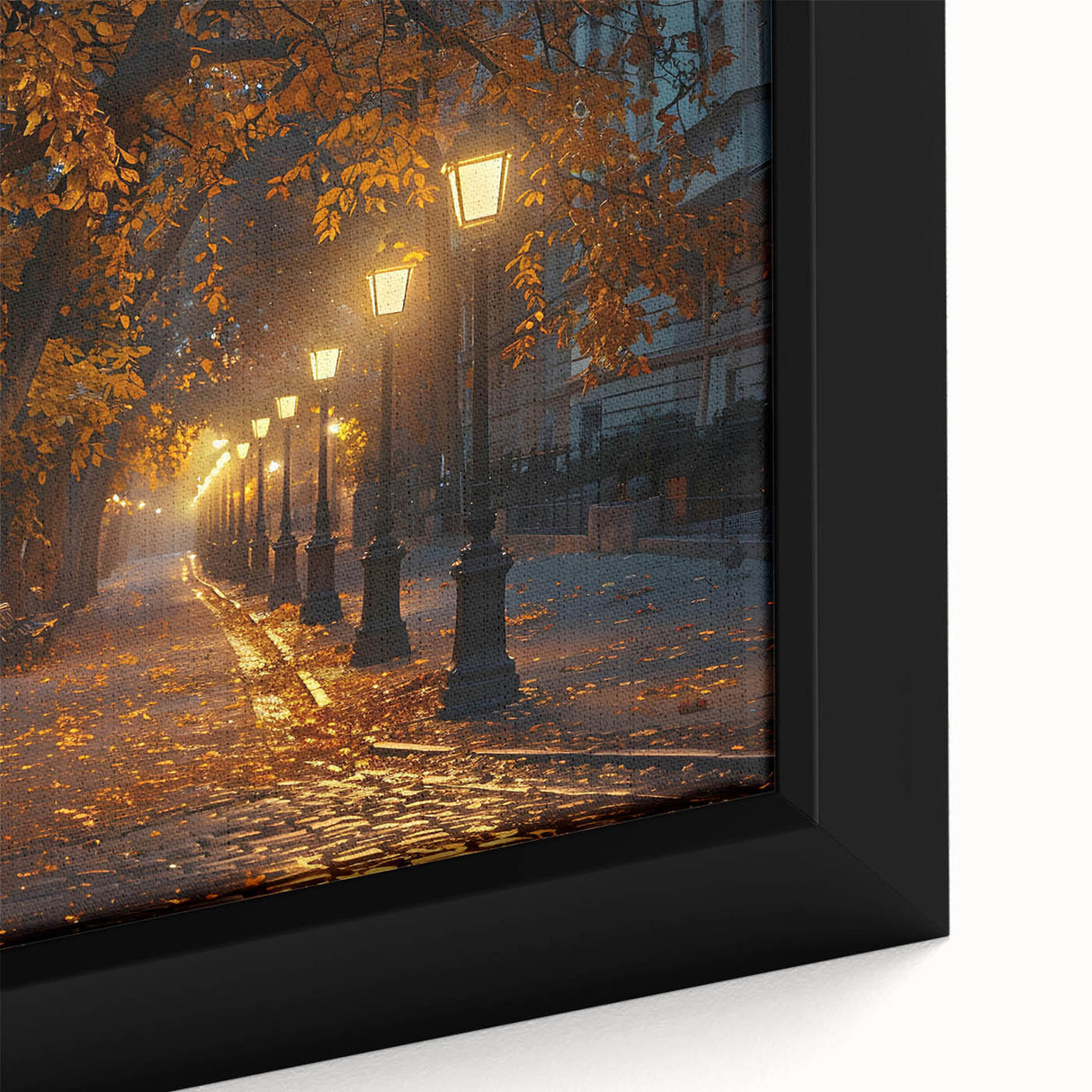 Framed canvas close-up showcasing a vibrant landscape road design with rich colors and intricate details, ideal for enhancing modern home decor.