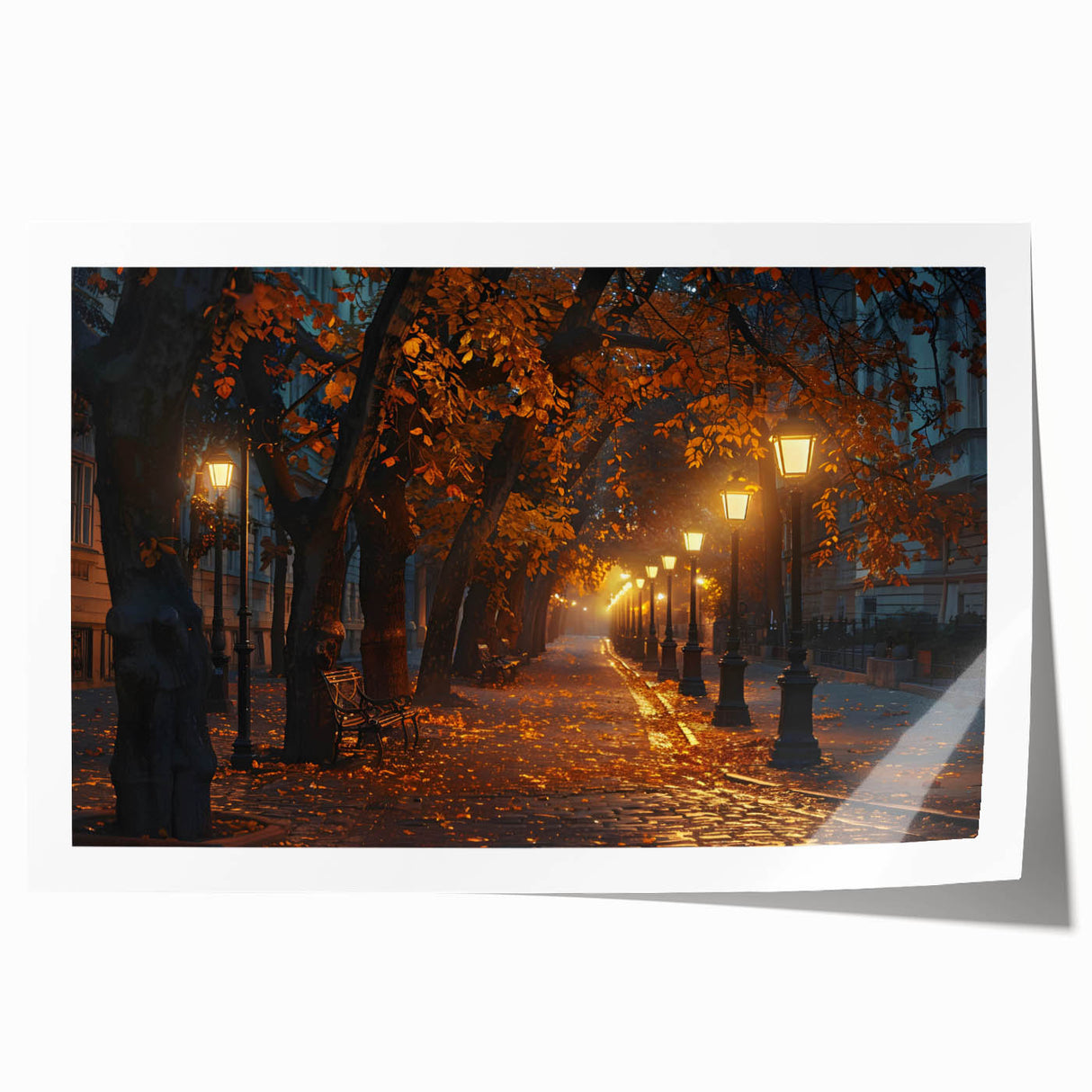 Rolled canvas print showcasing a serene landscape road design with vibrant colors and intricate details, perfect for home decor or art collection.