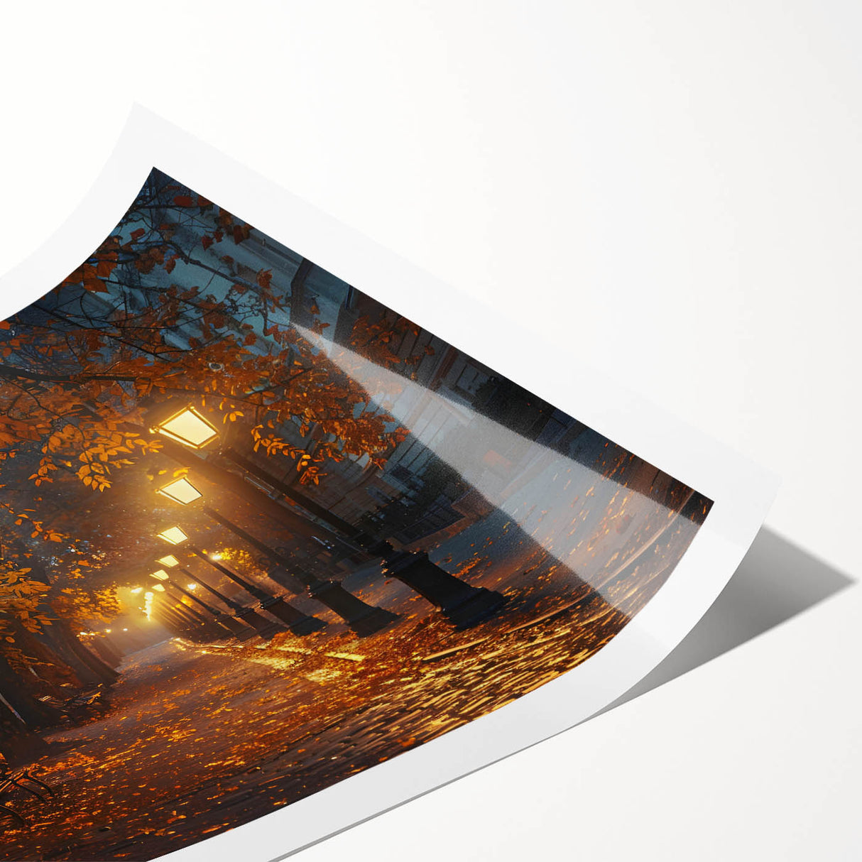 Rolled print showcasing a vibrant landscape road design, featuring rich colors and intricate details, ideal for home decor or art enthusiasts. Packaged securely in a protective tube.