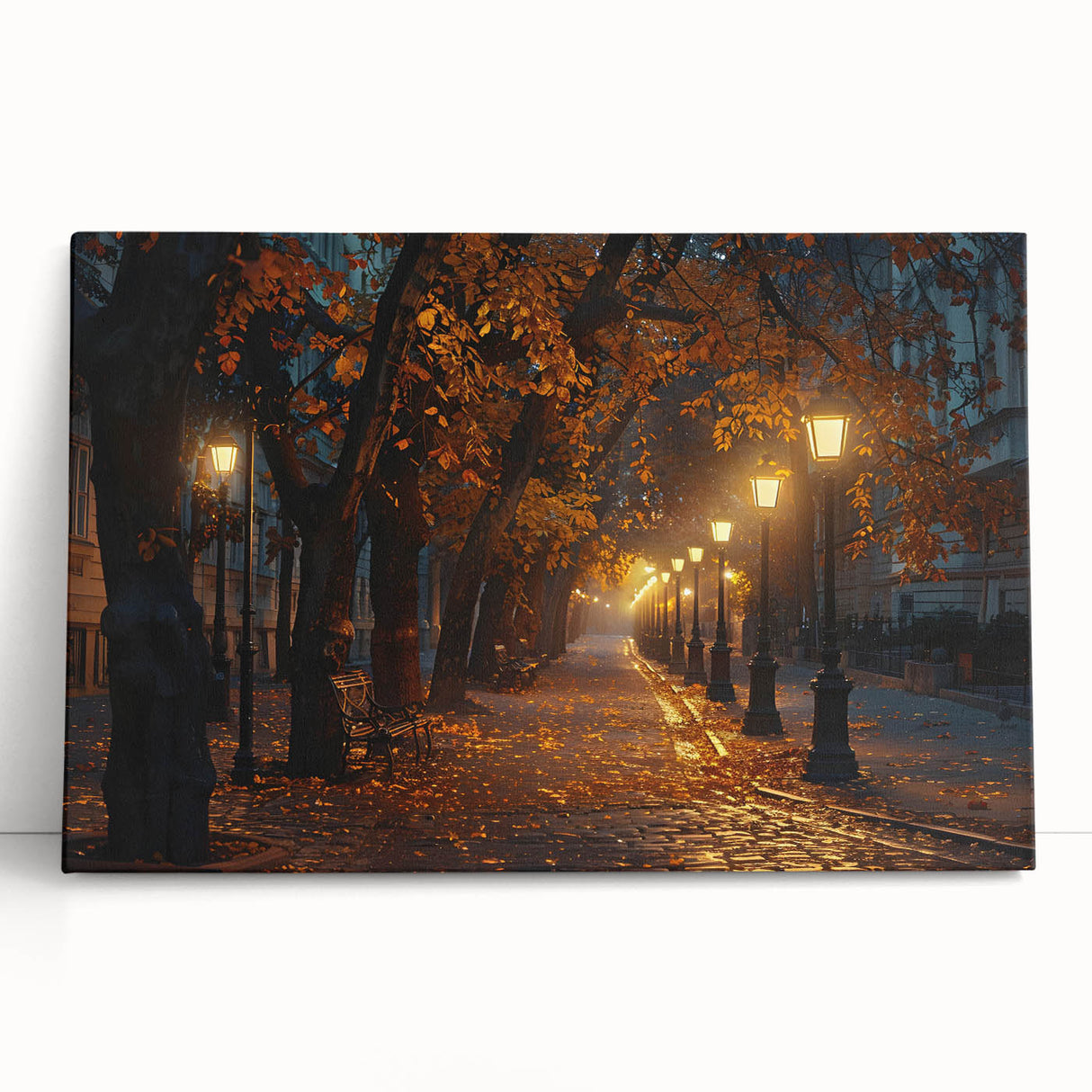 Stretched canvas artwork showcasing a vibrant landscape with winding roads under a clear blue sky, perfect for modern home decor and adding color to any room.