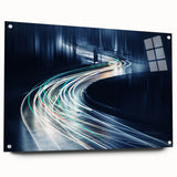 Acrylic glass wall art featuring a side view of a vibrant landscape road design, showcasing rich colors and intricate details, ideal for modern home decor.