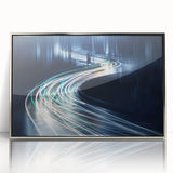 Framed acrylic wall art showcasing a stunning landscape design with vibrant colors and intricate road patterns, perfect for enhancing modern home decor.