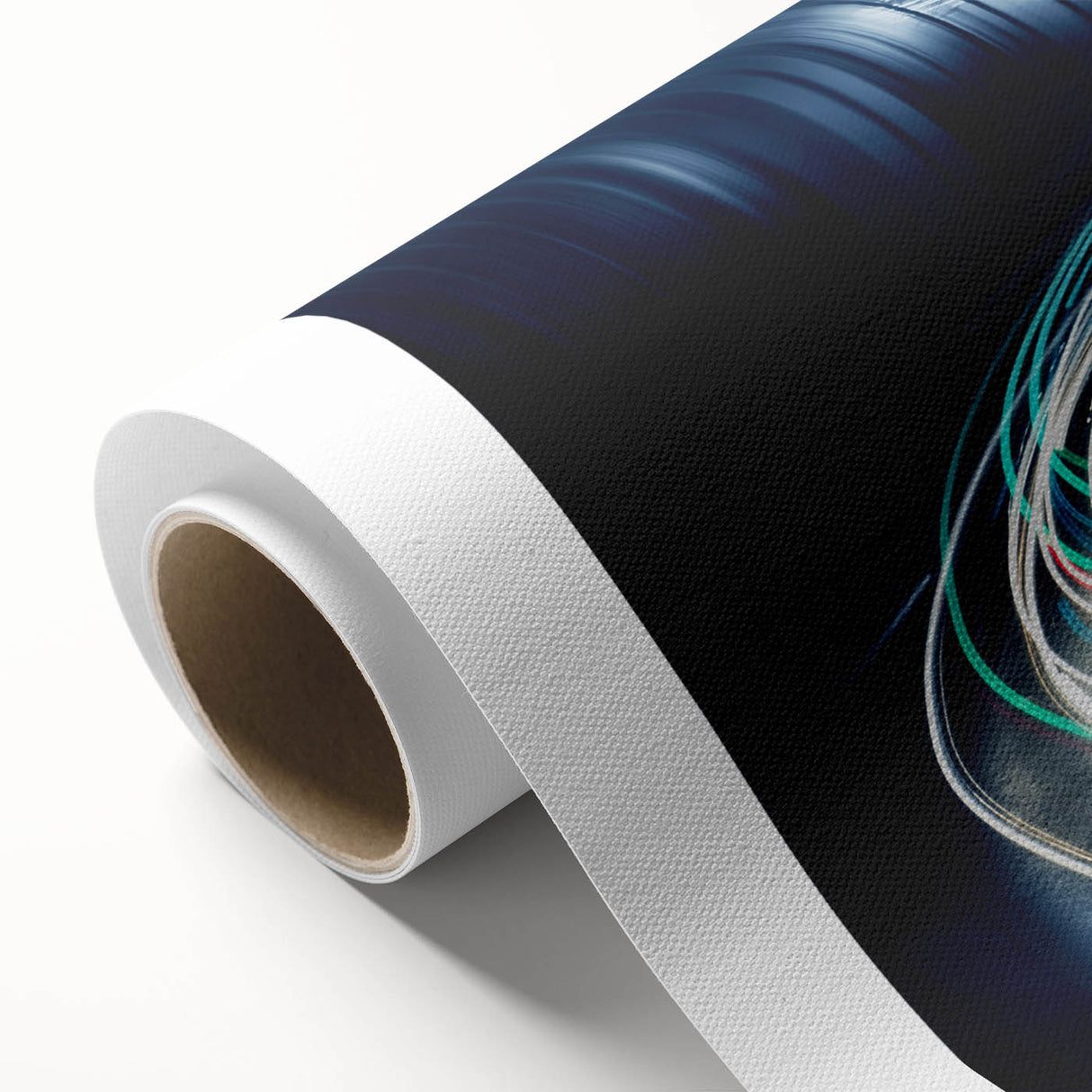 Rolled canvas artwork showcasing a serene landscape with winding roads and vibrant hues, perfect for enhancing modern home decor and visually expanding spaces.