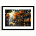 Framed wall art collection showcasing a modern landscape and road design, featuring a sleek black frame and mat, ideal for contemporary home decor.