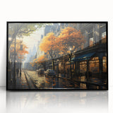 Framed acrylic wall art design showcasing a serene landscape with winding roads, set in a sleek black frame, perfect for modern home decor.