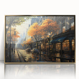 Framed acrylic wall art showcasing a stunning landscape design with golden accents, ideal for home decor, enhancing modern interiors with elegance and style.