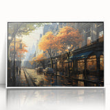 Framed acrylic wall art featuring a serene landscape with winding roads and vibrant colors, set against a white background, perfect for home decor.