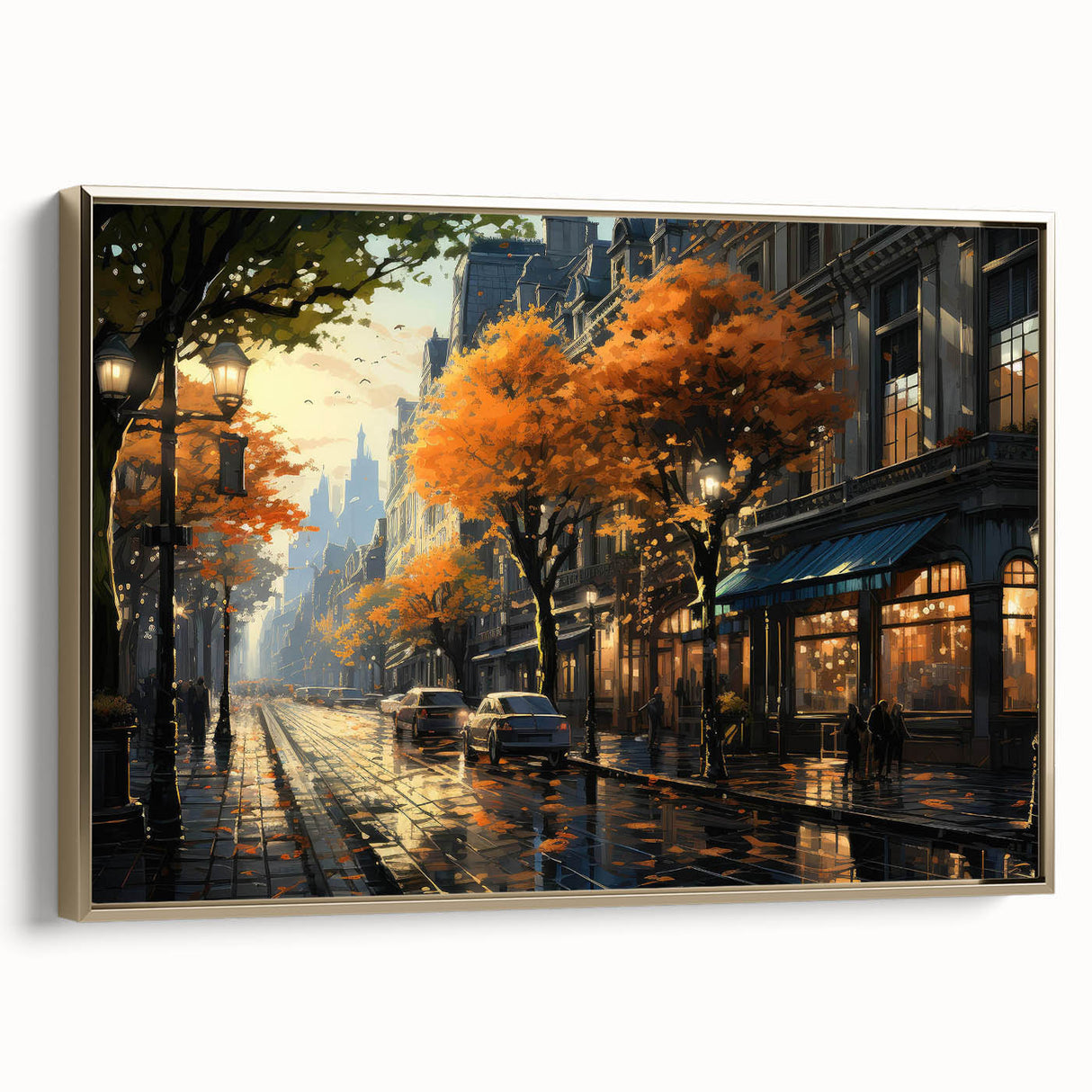 Framed canvas artwork showcasing a stunning landscape with winding roads and vibrant colors, featuring a gold frame for an elegant touch. Ideal for home decor.