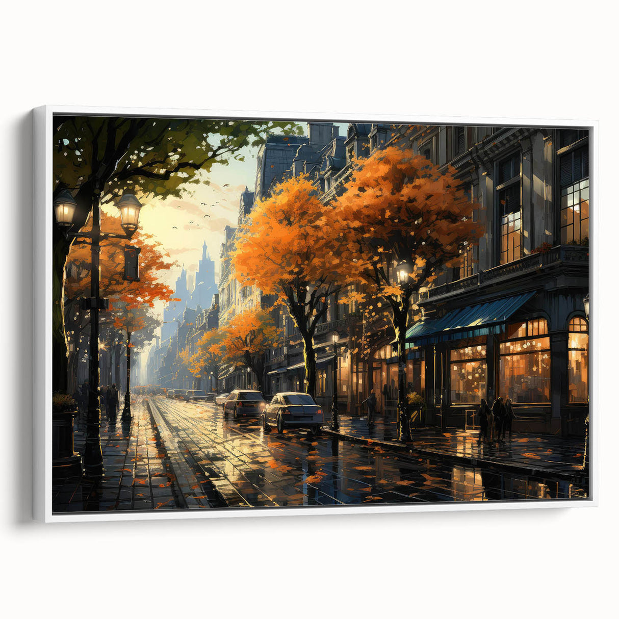 Framed canvas wall art showcasing a scenic landscape with winding roads, featuring vibrant colors and a sleek white frame, ideal for home decor.