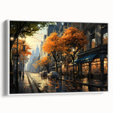 Framed canvas wall art showcasing a scenic landscape with winding roads, featuring vibrant colors and a sleek white frame, ideal for home decor.