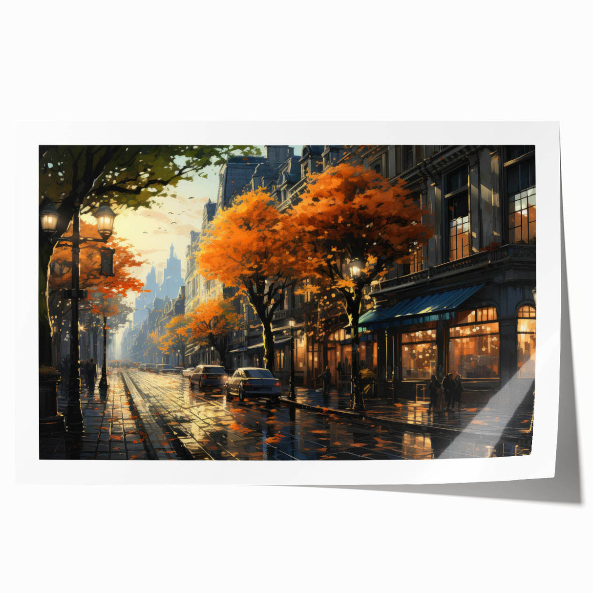 Colorful rolled print showcasing a modern landscape road design, featuring vibrant hues and intricate details, ideal for home or office decor and art enthusiasts.