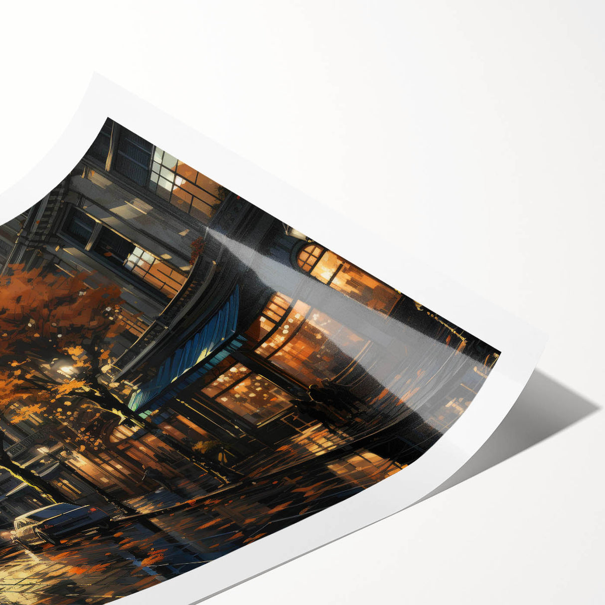 Colorful rolled print of a modern landscape road design, showcasing vibrant hues and abstract patterns, ideal for contemporary home decor. Perfect for art enthusiasts looking to enhance their space with creative wall art.