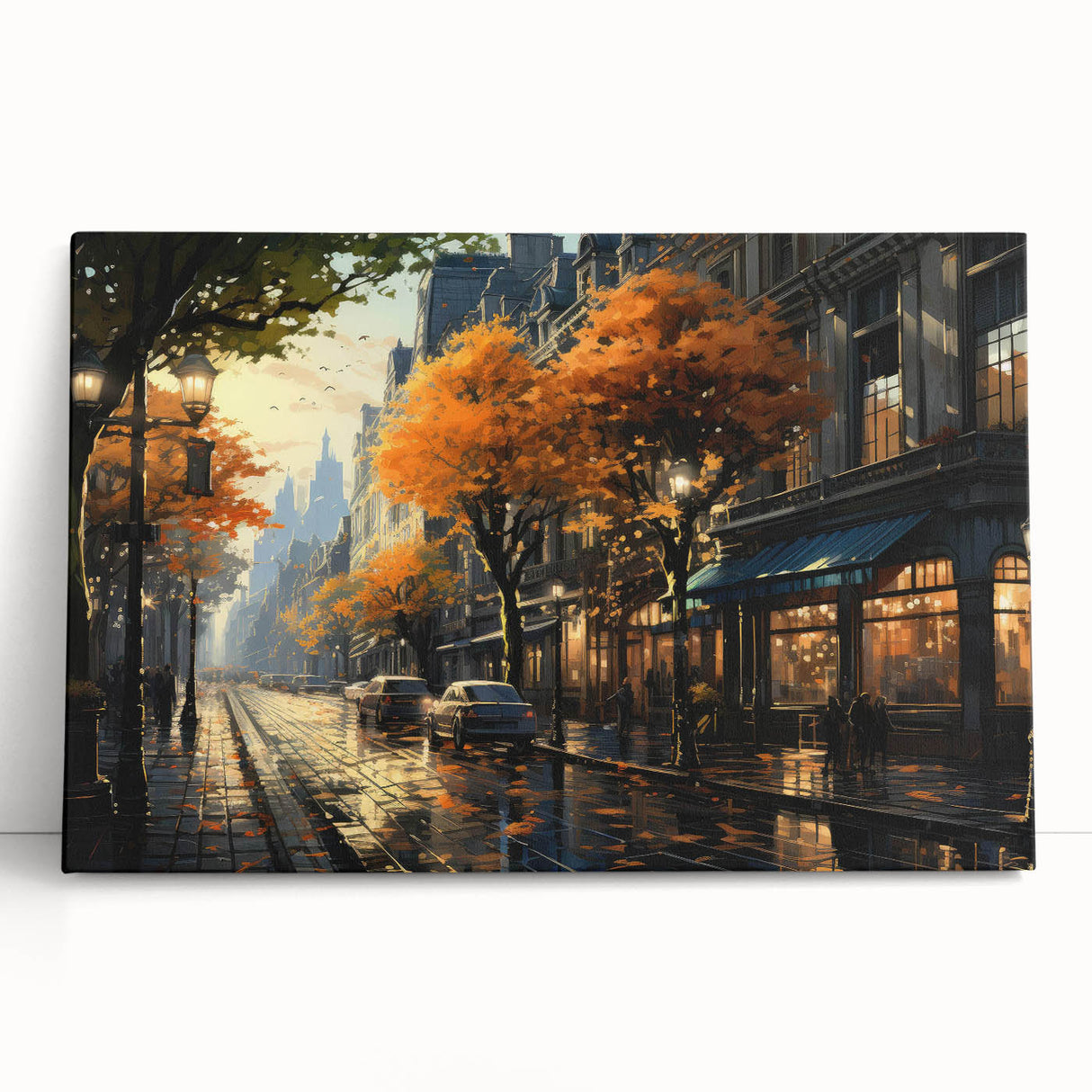 Stretched canvas wall art showcasing a vibrant landscape road design, featuring rich colors and textures, perfect for enhancing modern home decor.