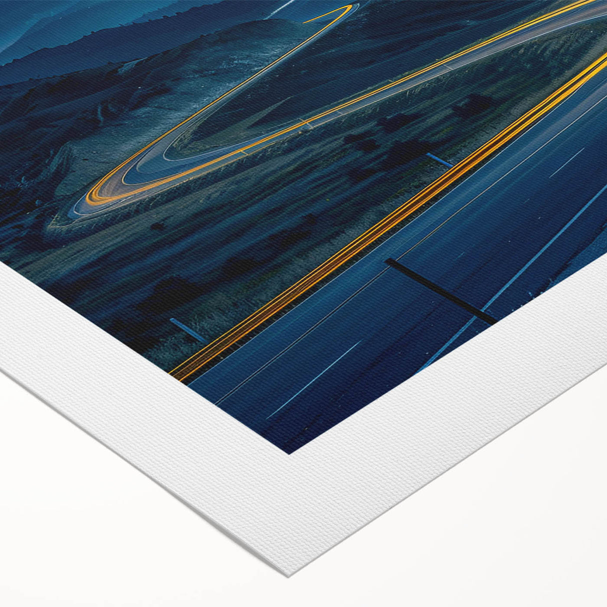 Rolled canvas artwork showcasing a stunning landscape road design, featuring vibrant colors and intricate details, ideal for enhancing modern home decor.