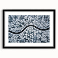 Framed black wall art showcasing a serene landscape road design, highlighted by a white mat, perfect for enhancing modern home decor. Ideal for art enthusiasts.