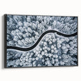 Framed canvas wall art depicting a scenic road landscape design, featuring vibrant colors and a sleek black frame, ideal for enhancing modern home decor.