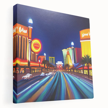 Stretched canvas wall art featuring a scenic road landscape with vibrant colors, perfect for home decor, showcasing natural beauty and tranquility.