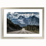 Framed wall art featuring a stunning landscape design with roads, presented in a silver frame with a mat, perfect for enhancing home decor and adding a touch of elegance.