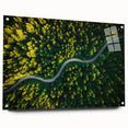 Acrylic glass wall art featuring a vibrant landscape design of winding roads, showcasing dynamic colors and textures, ideal for modern home decor.