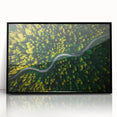 Framed black acrylic wall art showcasing a vibrant landscape road design, perfect for modern home decor. The artwork adds a stylish touch to any interior setting.