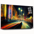 Acrylic glass wall art showcasing a vibrant landscape road design, featuring a side view with decorative pins, perfect for modern home decor.