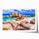 Rolled print showcasing a stunning landscape design featuring rocky formations under a vibrant sky, ideal for wall art decor in modern interiors.