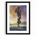 Framed wall art collection showcasing a landscape design featuring rocks, presented in a sleek black frame with a mat for an elegant finish. Ideal for modern decor.
