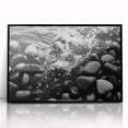Framed acrylic wall art featuring a stunning rock landscape design, set in a sleek black frame, perfect for modern home decor. Ideal for nature lovers and art enthusiasts.
