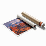 Abstract landscape wall art print showcasing a vibrant blend of earthy rocks and natural hues, rolled for easy shipping and display, perfect for home decor.