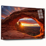 Acrylic glass wall art featuring a stunning landscape design with rocks, displayed in a stylish side view showcasing the vibrant colors and intricate details, perfect for home decor.