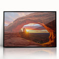 Framed acrylic wall art featuring a stunning landscape with rocky formations, set in a sleek black frame, perfect for modern home decor. Ideal for art enthusiasts.