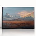 Framed acrylic wall art showcasing a striking landscape design with prominent rocks, set in a sleek black frame, ideal for modern home decor.