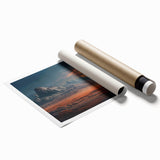 Rolled print showcasing a stunning abstract landscape design with earthy tones and textured rock formations, ideal for modern home decor.