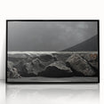 Framed acrylic wall art collection showcasing a vibrant landscape design with textured rocks, set against a sleek black frame, ideal for modern decor.