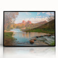 Framed acrylic wall art showcasing a striking landscape with textured rocks, presented in a sleek black frame, ideal for modern home decor.