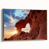 Framed canvas wall art featuring a modern landscape design with textured rocks, gold accents, and a side view showcasing its elegant finish and contemporary style. Ideal for home decor enthusiasts seeking sophisticated artwork.