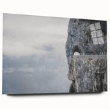 Acrylic wall art collection showcasing a vibrant landscape design with striking rock formations, presented in a sleek side view without pins, perfect for modern decor.