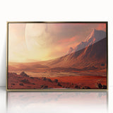 Framed acrylic wall art showcasing a serene landscape with textured rocks, accented by a gold frame, perfect for enhancing contemporary home décor.