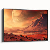Framed canvas wall art showcasing a stunning landscape of rocks, featuring vibrant colors and intricate details, displayed with a sleek black frame for modern decor.