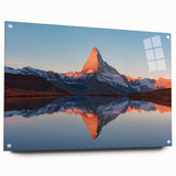 Acrylic wall art piece showcasing a stunning landscape design with vibrant colors and intricate rock formations, elegantly displayed in a modern setting with pins for easy hanging.